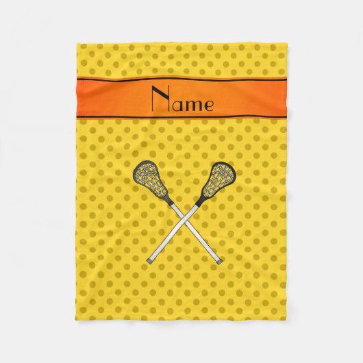 Couverture Polaire Baguettes de crosse de nom personnalisé pois jaune (Devant)