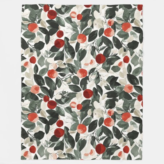 Couverture Polaire Baies rouges vertes de Noël (Devant)