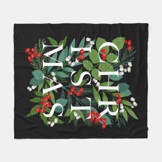 Couverture Polaire Baies vertes de NOËL (Devant (Horizontal))