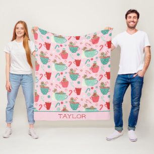 Couverture Polaire Bain chaud Pain d'épices Cute rose Motif de cacao
