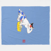 Couverture Polaire Bain de chat japonais humoristique I (Devant (Horizontal))