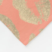 Couverture Polaire Baiser à lèvres imprimer rose pêche or beauté (Coin)
