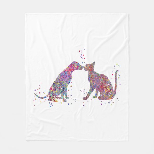 Couverture Polaire Baiser des chats et des chiens (Devant)