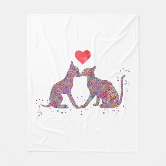 Couverture Polaire Baiser des chats et des chiens (Devant)