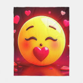Couverture Polaire Baiser Emoji Coeurs soufflants (Devant)