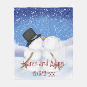 Couverture Polaire Baiser Snowmen Mariage Fleece Blanket Fun (Devant)