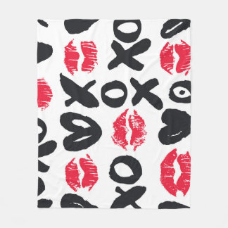 Couverture Polaire Baisers à lèvres Coeurs Arrière - plan sans coutur