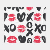 Couverture Polaire Baisers à lèvres Coeurs Arrière - plan sans coutur (Devant (Horizontal))