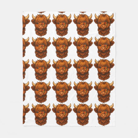 Couverture Polaire Baisers à papillon et carreaux de moo - Toison méd (Devant)