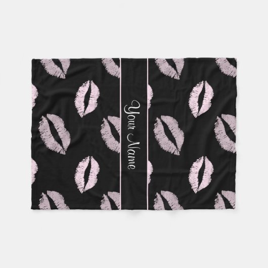 Couverture Polaire Baisers de noir et de rose (Devant (Horizontal))