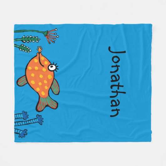 Couverture Polaire Baisers de poissons de maman et de bébé (Devant (Horizontal))