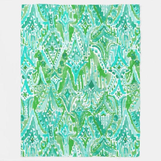 Couverture Polaire BAISSES d'aquarelle pour la plage tribale de Boho (Devant)