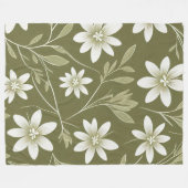 Couverture Polaire Baisson blanc tropical sur vert olive Élégant (Devant (Horizontal))