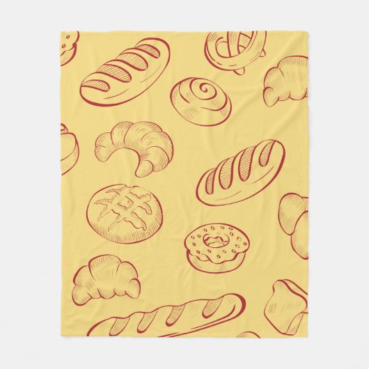 Couverture Polaire Bakery,  croissant,  food vintage seamless pattern (Devant)