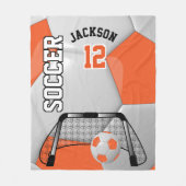 Couverture Polaire Bal de football orange et blanc ⚽ avec DO-IT-YOURS (Devant)