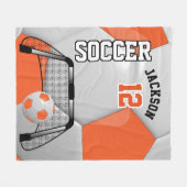 Couverture Polaire Bal de football orange et blanc ⚽ avec DO-IT-YOURS (Devant (Horizontal))