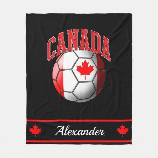 Couverture Polaire Bal de soccer du drapeau canadien | Name (Devant)