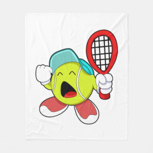 Couverture Polaire Bal de tennis avec raquette de tennis
