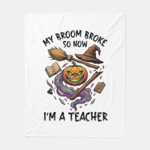 Couverture Polaire Balai Cassé Prof Halloween Citrouille Chapeau De S