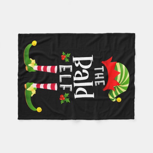 Couverture Polaire Bald Christmas Elf Matching Pajama X-mas Party (Devant (Horizontal))