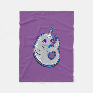 Couverture Polaire Baleine à narval gris avec des points de dessin e