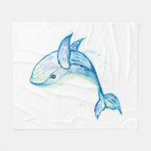 Couverture Polaire Baleine bleue dans les aquarelles (Devant (Horizontal))