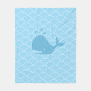 Couverture Polaire Baleine bleue turquoise sur océan ondulé