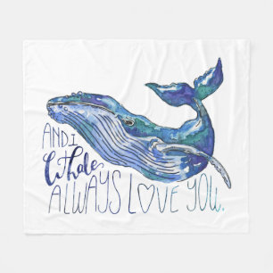 Couverture Polaire Baleine d'aquarelle - d'I de baleine amour