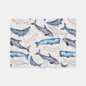 Couverture Polaire Baleines aquarelles (Devant (Horizontal))
