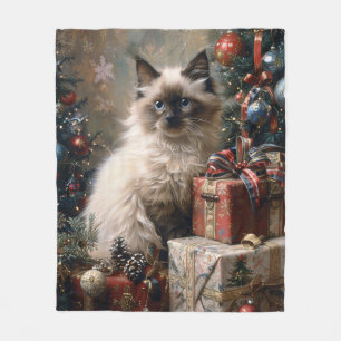 Couverture Polaire Balinais Kitten Noël Portrait de chat