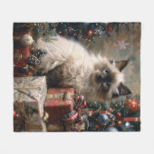 Couverture Polaire Balinais Kitten Noël Portrait de chat (Devant (Horizontal))