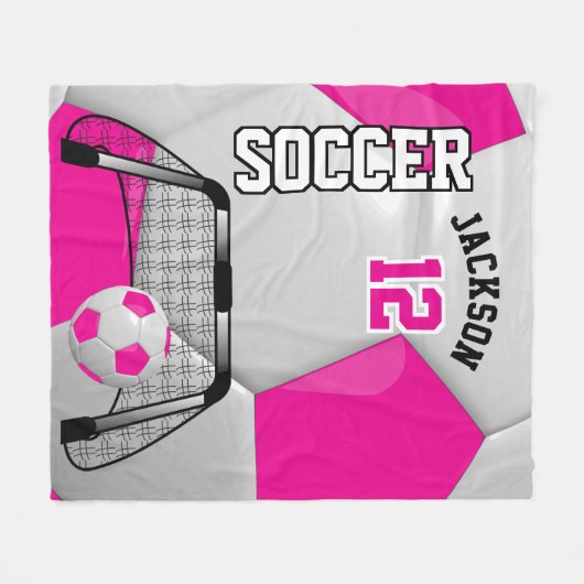 Couverture Polaire Balle de football rose et blanc avec DO-IT-YOURSEL (Devant (Horizontal))
