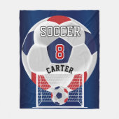 Couverture Polaire Balle de football - Rouge, Blanc et Bleu (Devant)