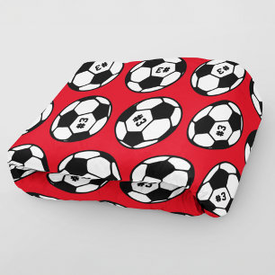 Couverture Polaire Balle de Football Rouge Noir Motif Numérique
