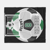 Couverture Polaire Balle de football - Vert, Blanc et Noir (Devant (Horizontal))