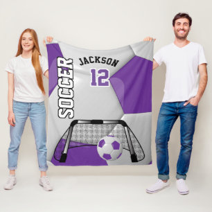 Couverture Polaire Balle de football violet blanc avec DO-IT-YOURSELF