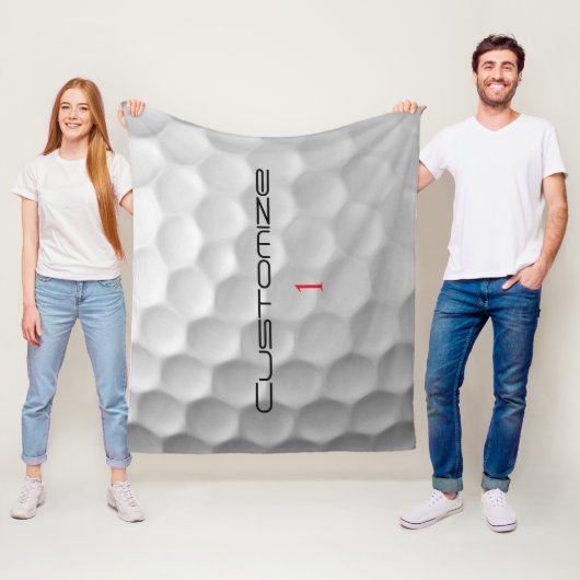 Couverture Polaire Balle de golf blanche texturée avec nom et numéro  (En situation)