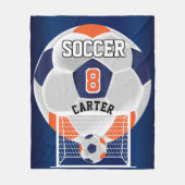 Couverture Polaire Balle ⚽ Football - Orange, Blanc et Bleu (Devant)