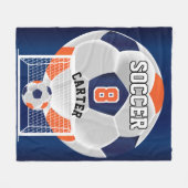 Couverture Polaire Balle ⚽ Football - Orange, Blanc et Bleu (Devant (Horizontal))