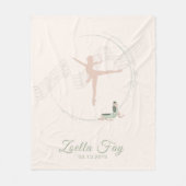 Couverture Polaire Ballerina Ballet danseuse en rose et vert (Devant)