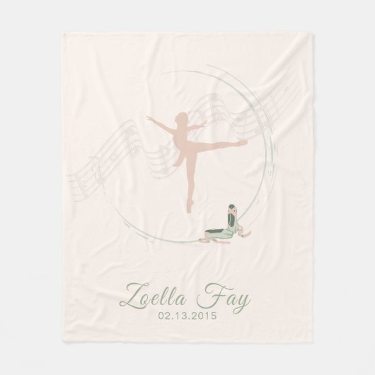 Couverture Polaire Ballerina Ballet danseuse en rose et vert (Devant)