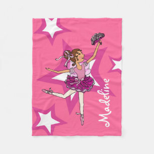 Couverture Polaire Ballerina de cheveux roses foncés nom fille laine 