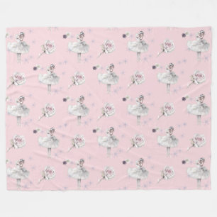 Couverture Polaire Ballerina de cygne blanc en rose des neiges
