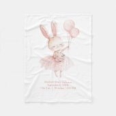 Couverture Polaire Ballerina rose Bunny statistiques de naissance béb (Devant)