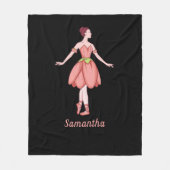 Couverture Polaire Ballerina rose et noire avec nom (Devant)