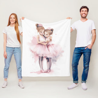 Couverture Polaire Ballerina Soeurs Embrasser la Danse Tutu Rose Hug