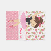 Couverture Polaire Ballerine rose florale Girly lunatique (Devant (Horizontal))