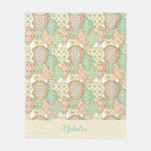 Couverture Polaire Balloirs Pastel Rose et Blue Hot Air avec nom (Devant)