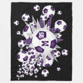 Couverture Polaire ballons de football blanc violet étoiles filles sa (Devant)