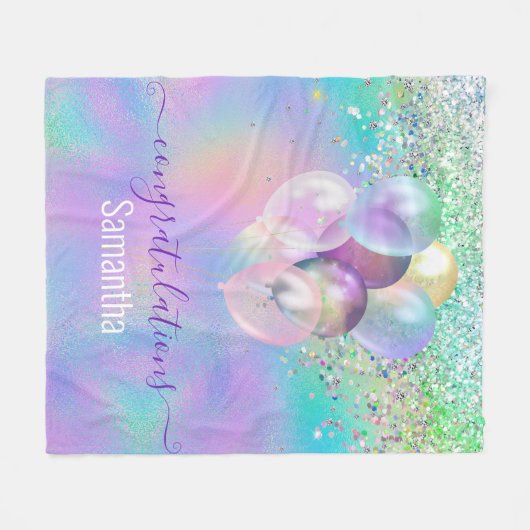 Couverture Polaire Ballons de parties scintillant bleu iridescente mi (Devant (Horizontal))